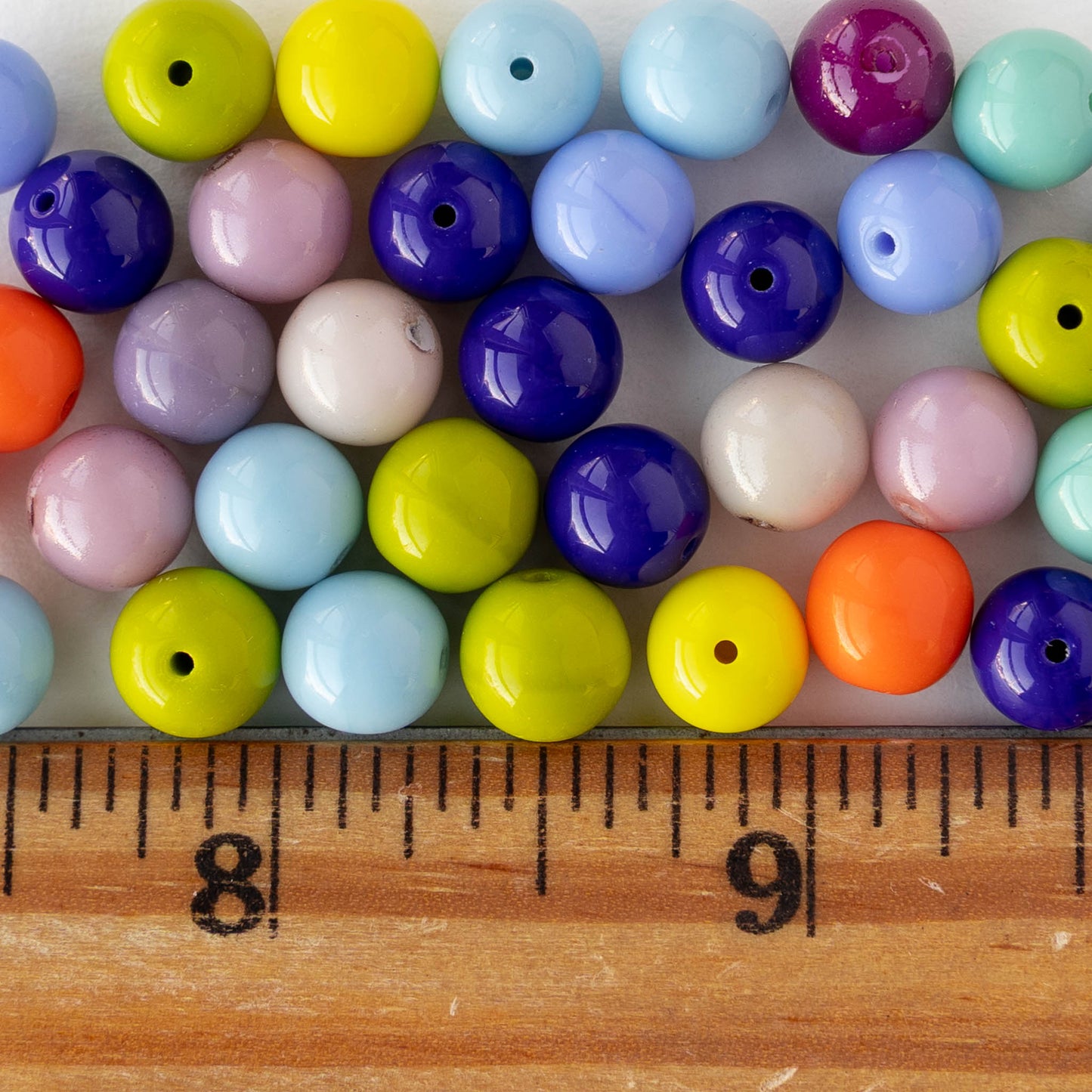 8mm Round Glass Beads - Opaque Color Mix - 100 beads