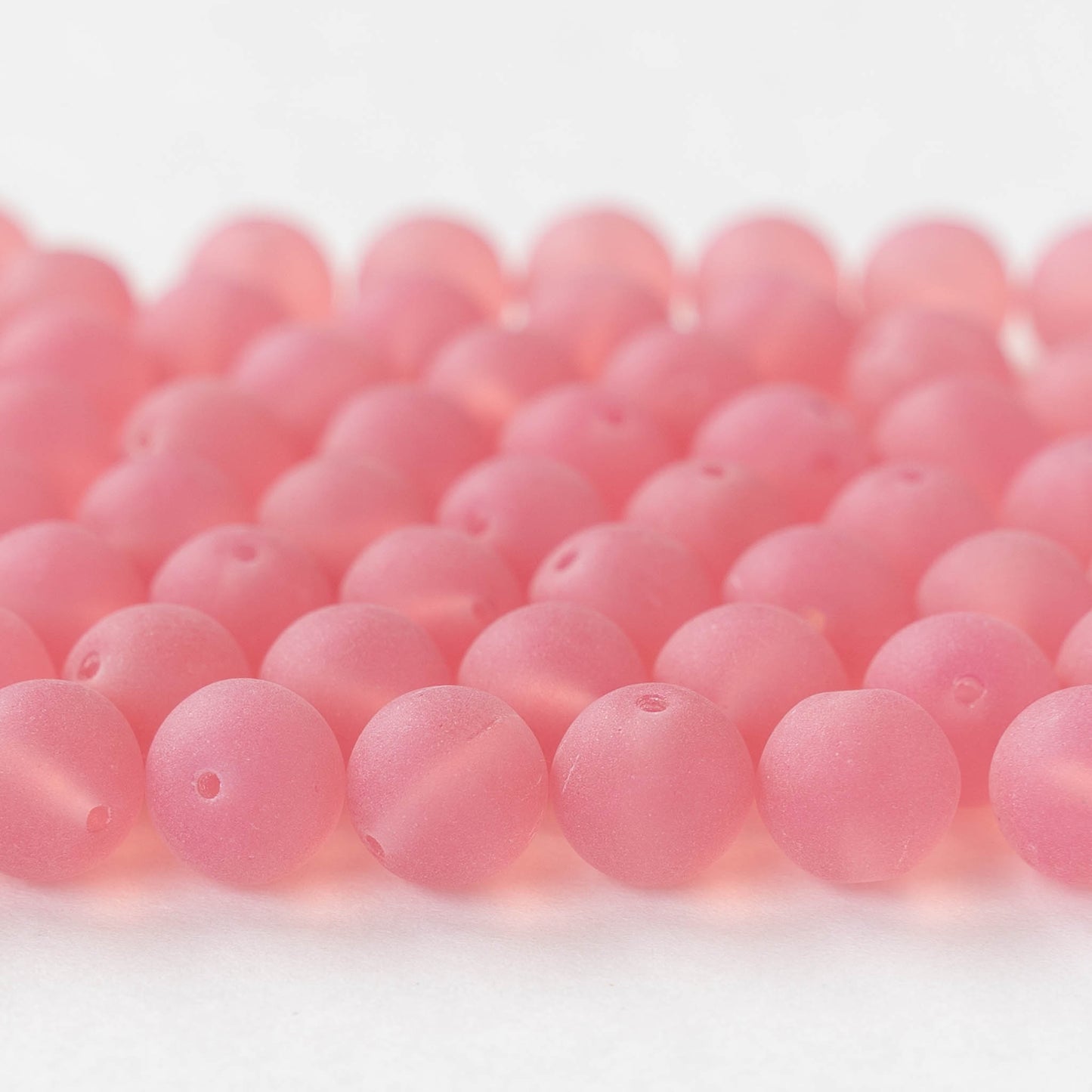 8mm Round Glass Beads - Matte Pink Rose - 20 Beads
