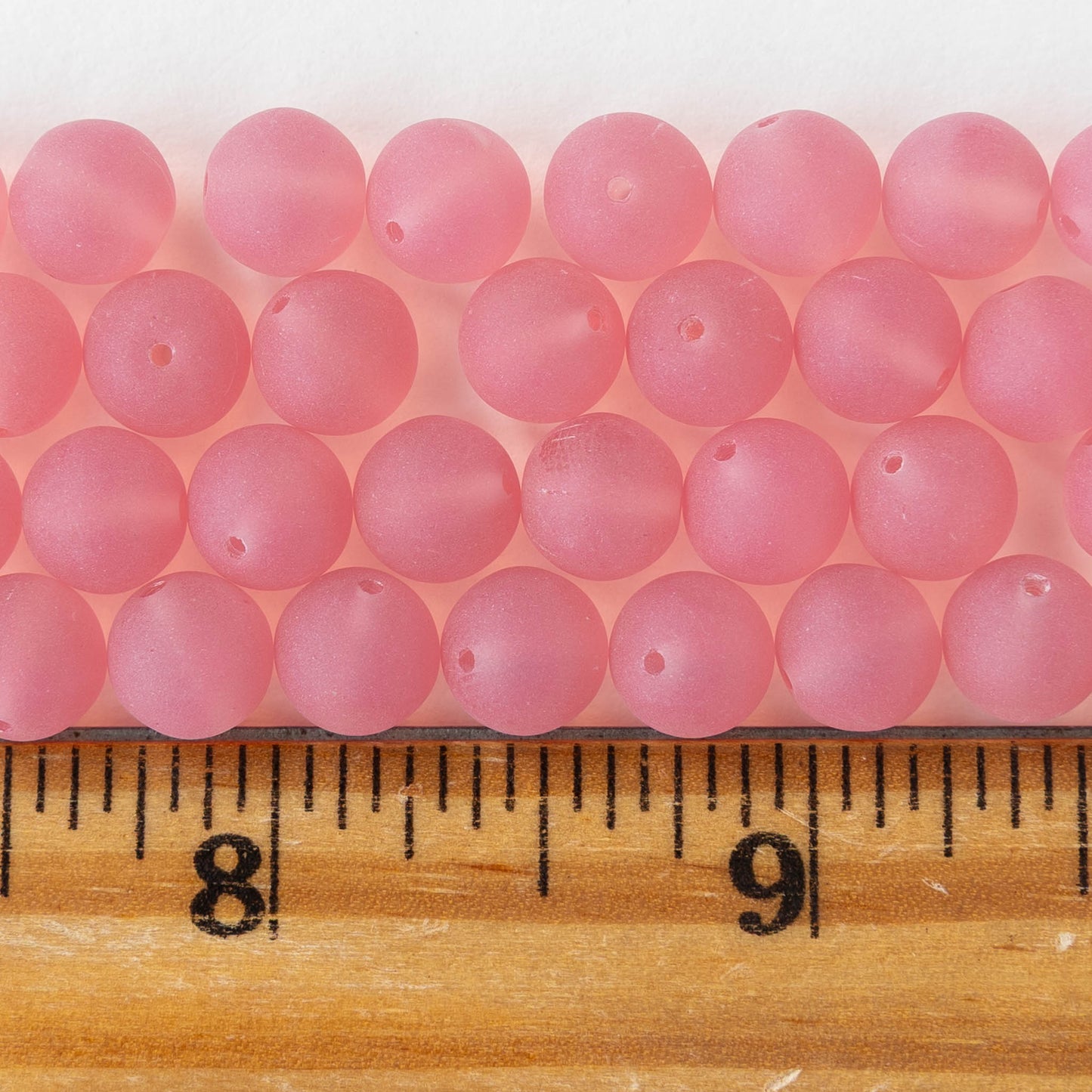 8mm Round Glass Beads - Matte Pink Rose - 20 Beads