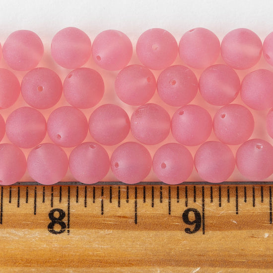8mm Round Glass Beads - Matte Pink Rose - 20 Beads