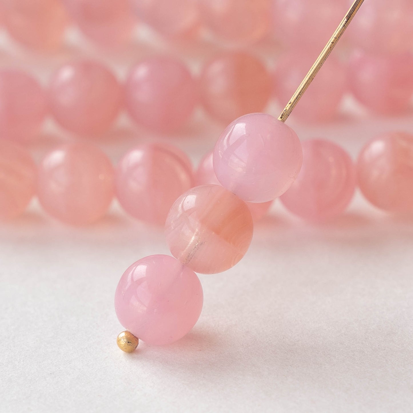 8mm Round Glass Beads - Light Pink Opaline - 25 beads