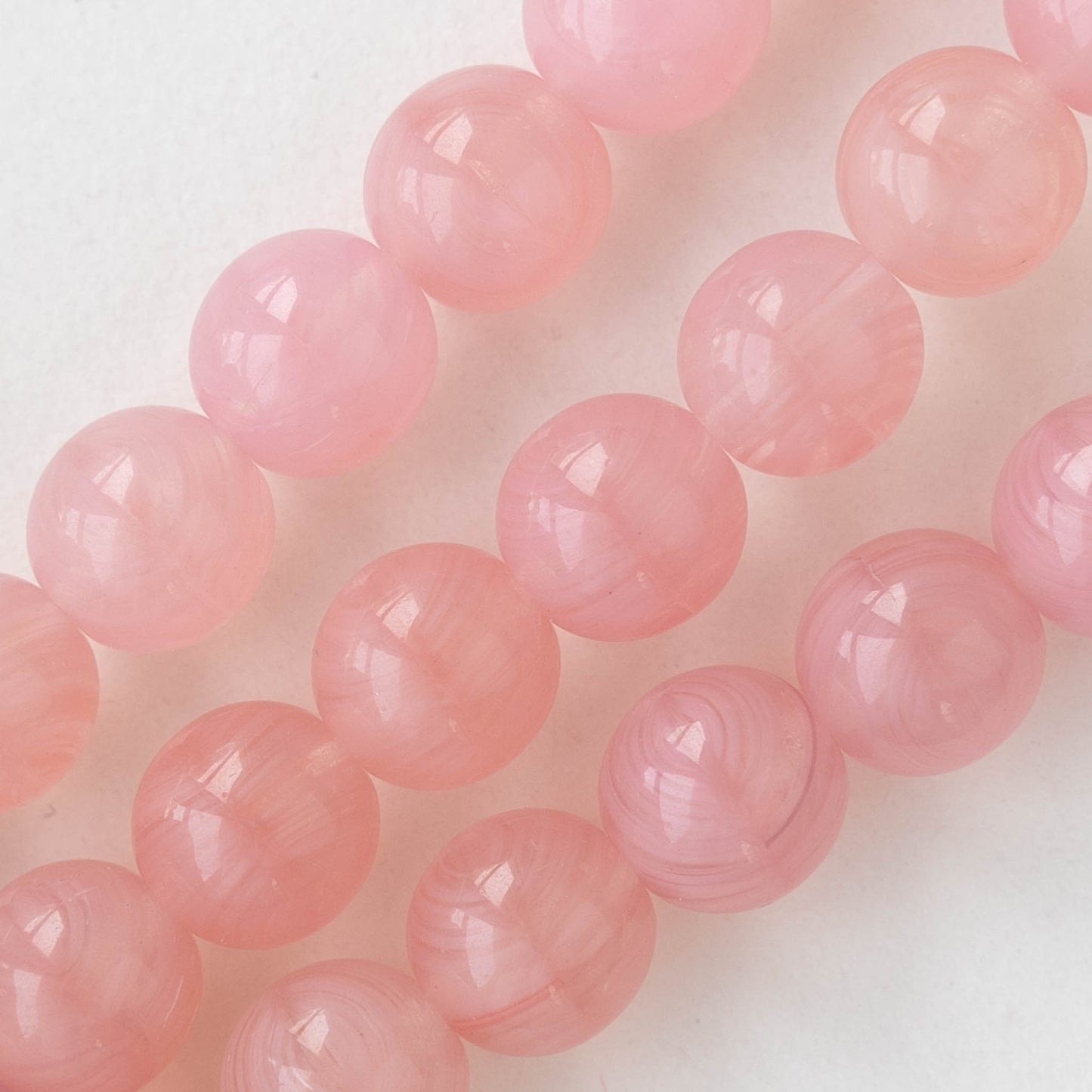 8mm Round Glass Beads - Light Pink Opaline - 25 beads