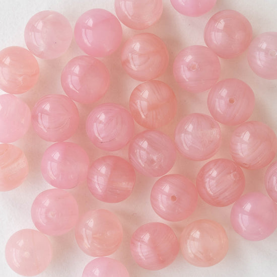 8mm Round Glass Beads - Light Pink Opaline - 25 beads