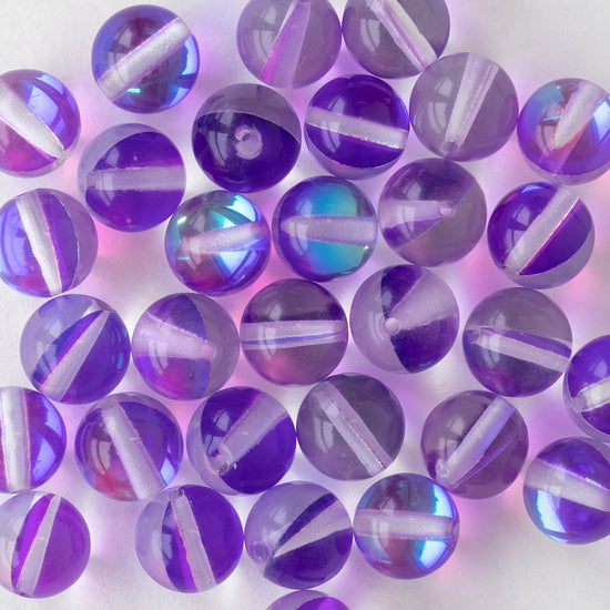 8.5mm Round Glass Beads - Lavender Mermaid Quartz - 16 inches