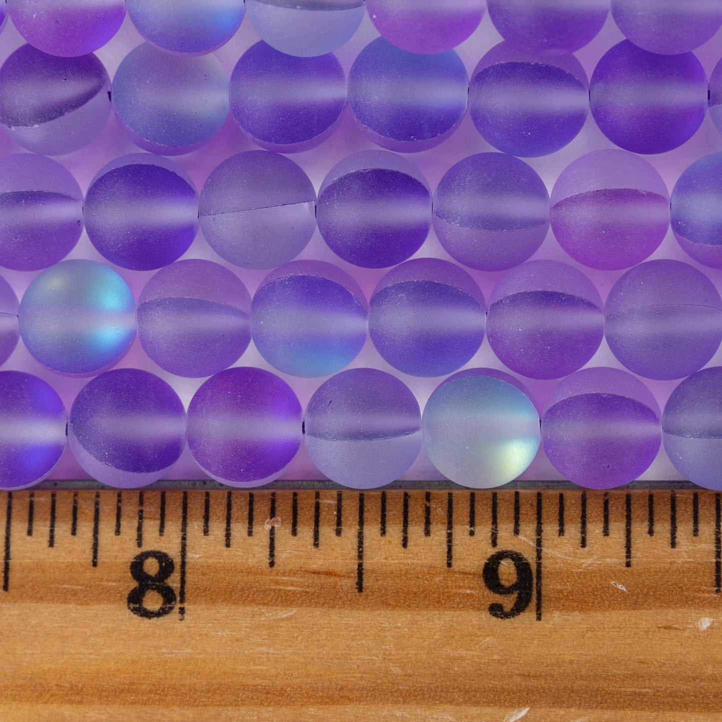 8mm Round Glass Beads - Lavender Matte Mermaid Quartz - 16 inches