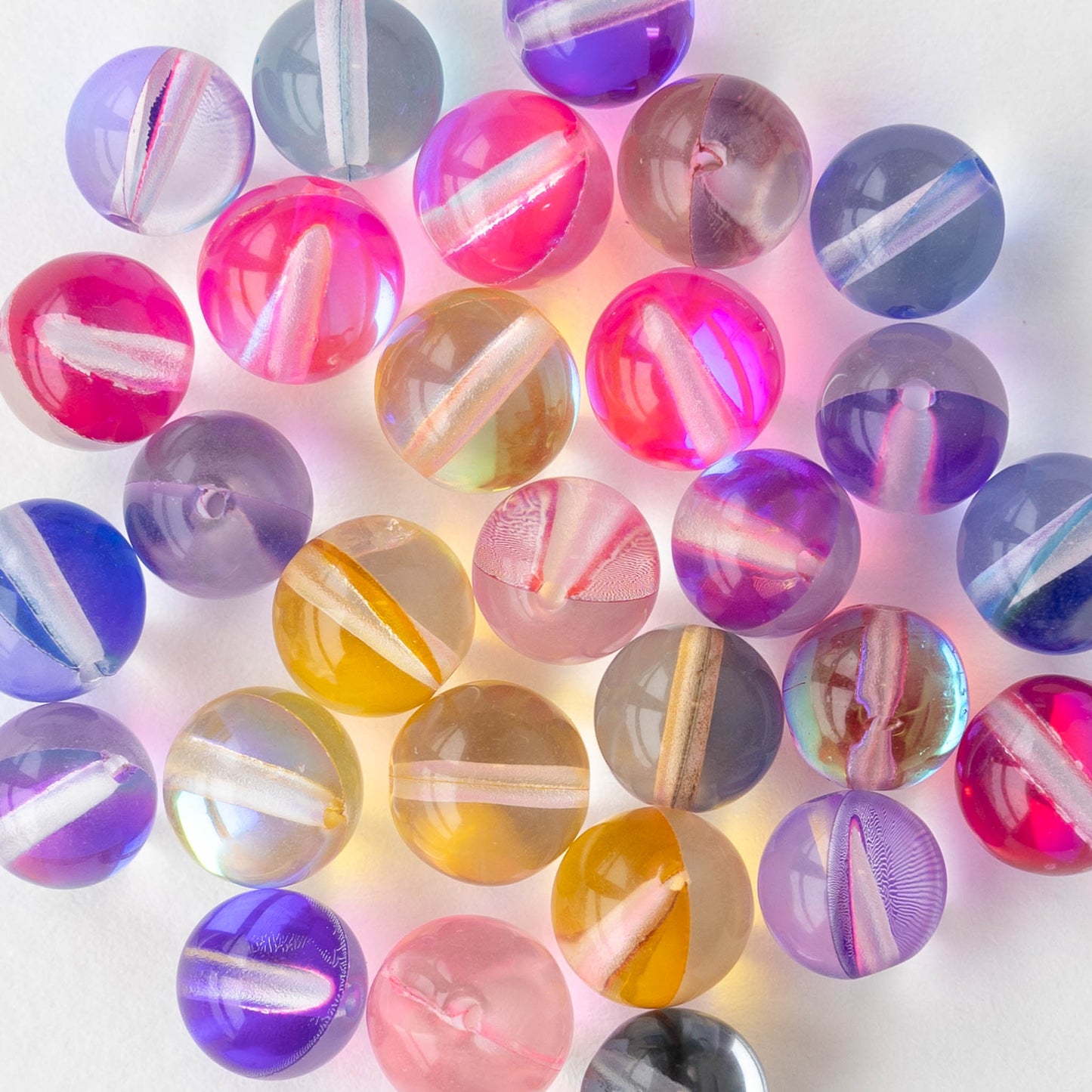 8.5mm Round Glass Beads - Mermaid Quartz Mix - 16 inches