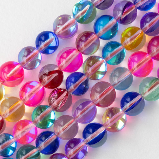 8.5mm Round Glass Beads - Mermaid Quartz Mix - 16 inches