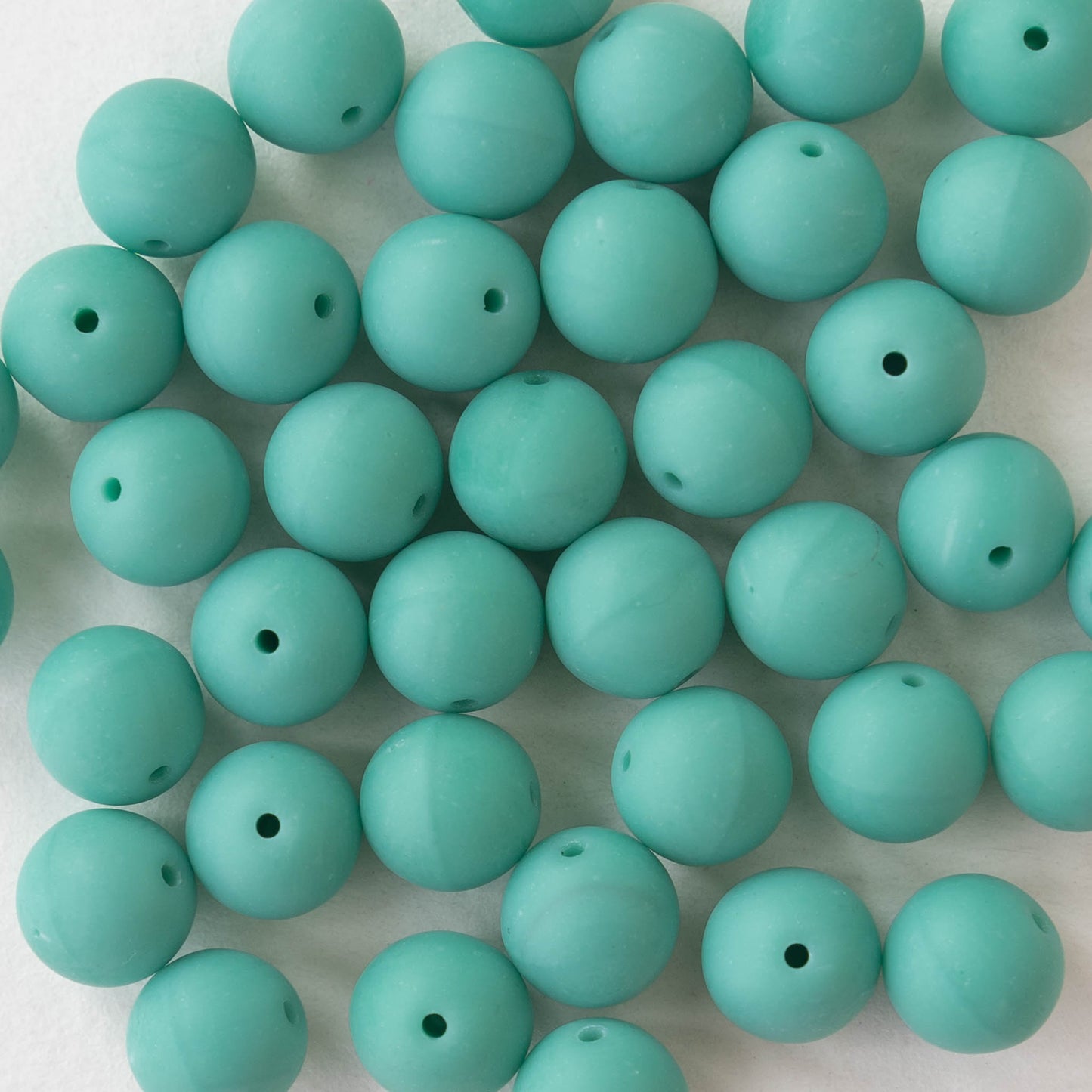 Load image into Gallery viewer, 8mm Round Glass Beads - Opaque Matte Green Turquoise- 25 Beads
