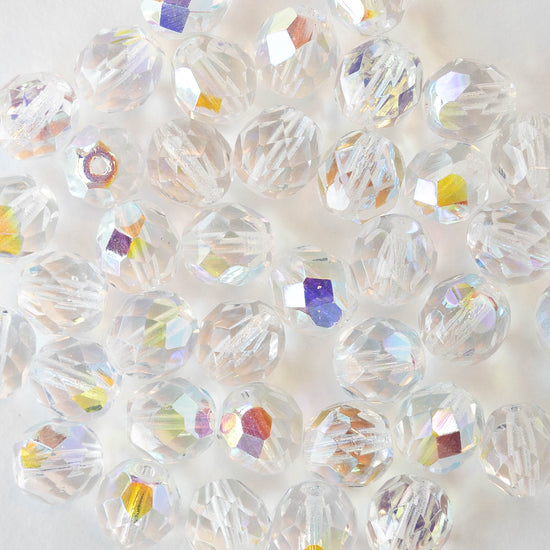 Crystal Glass Beads 8mm Round Faceted Beads, Clear Crystal AB .