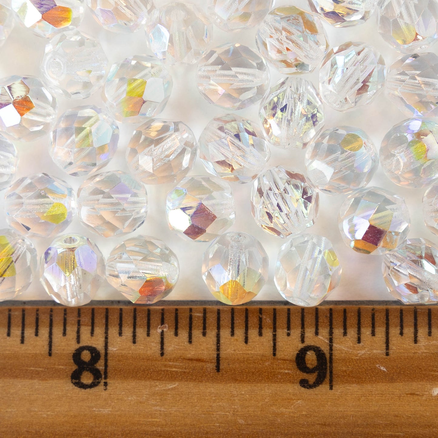 8mm Round Beads - Crystal AB - 30 Beads
