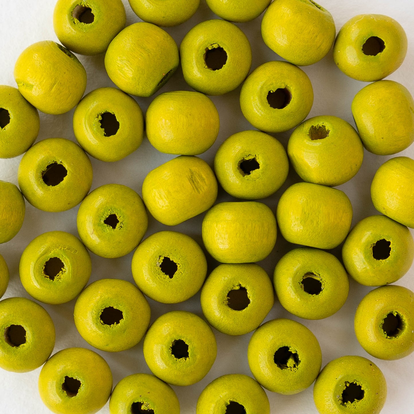 8mm Round Wood Beads - Lime - 15 inch strand ~60 beads