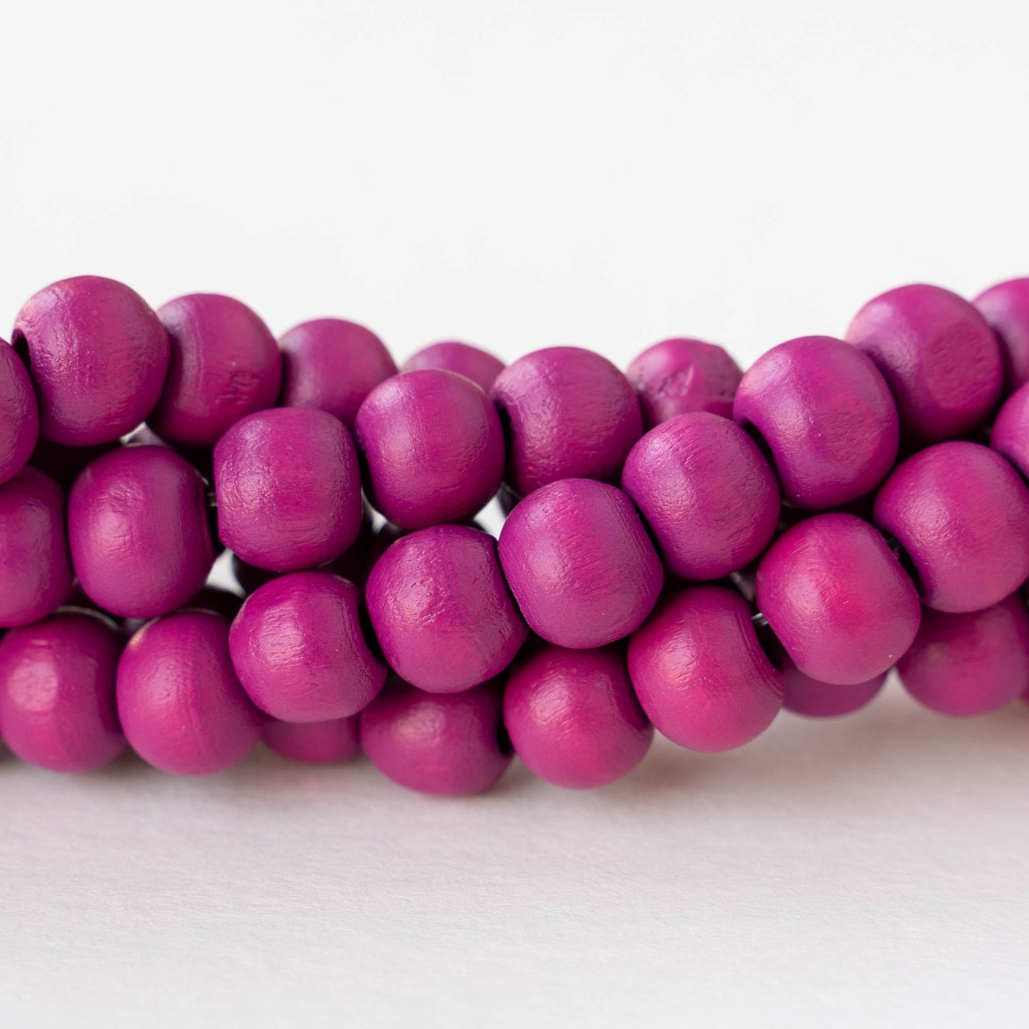 8mm Round Wood Beads - Pink - 15 inch strand ~60 beads