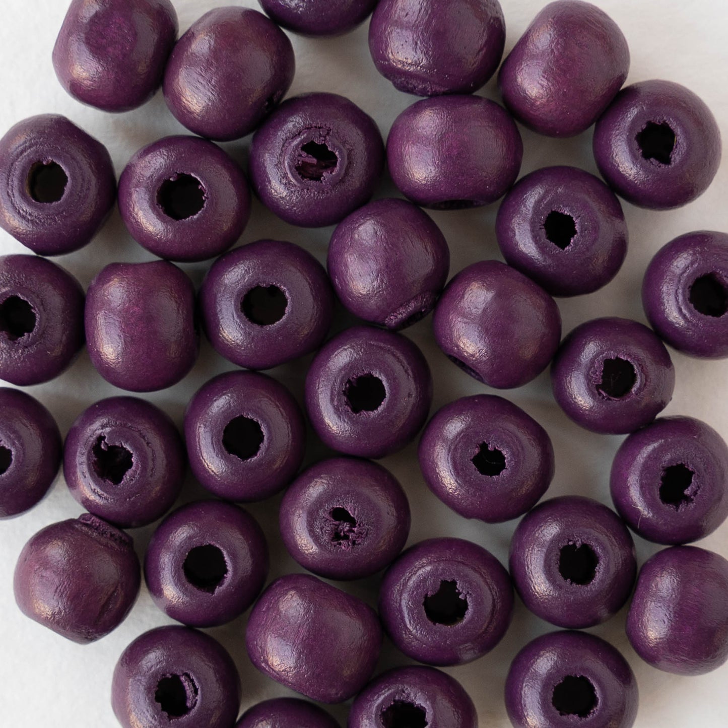 8mm Round Wood Beads - Purple - 15 inch strand ~60 beads
