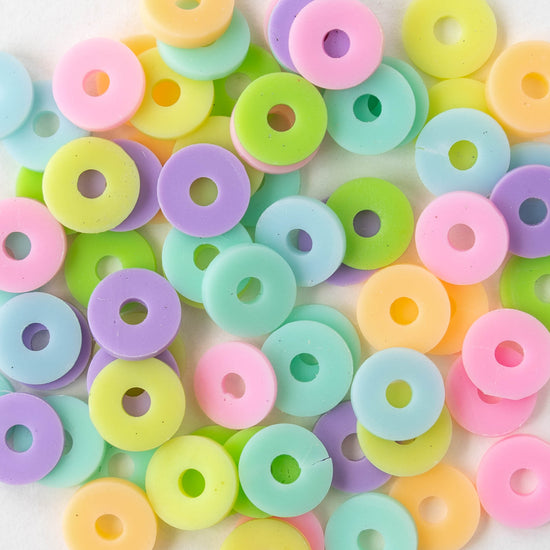 4mm or 8mm Polymer Clay Wheel Beads  - Pastel Mix - 16 inches