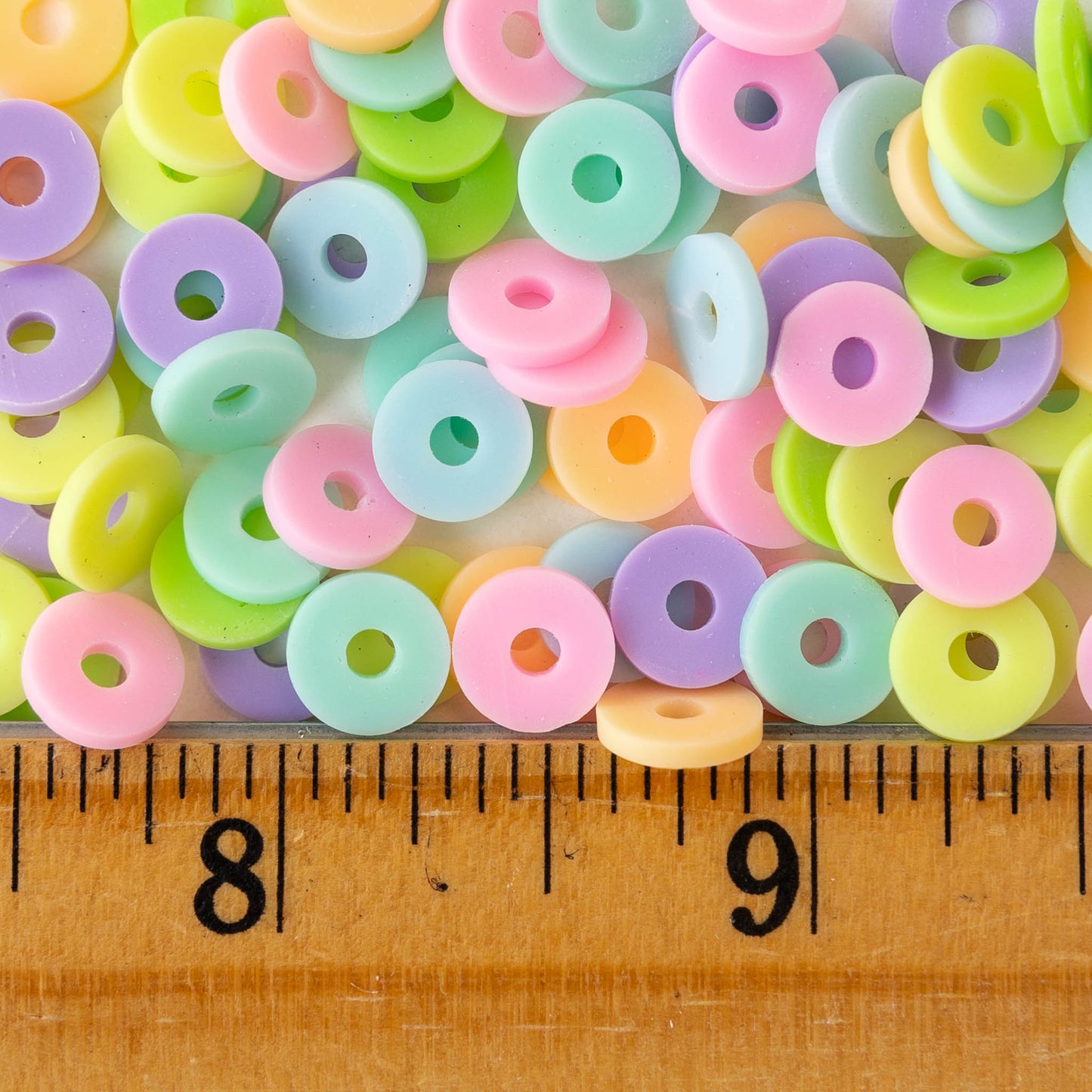 4mm or 8mm Polymer Clay Wheel Beads  - Pastel Mix - 16 inches