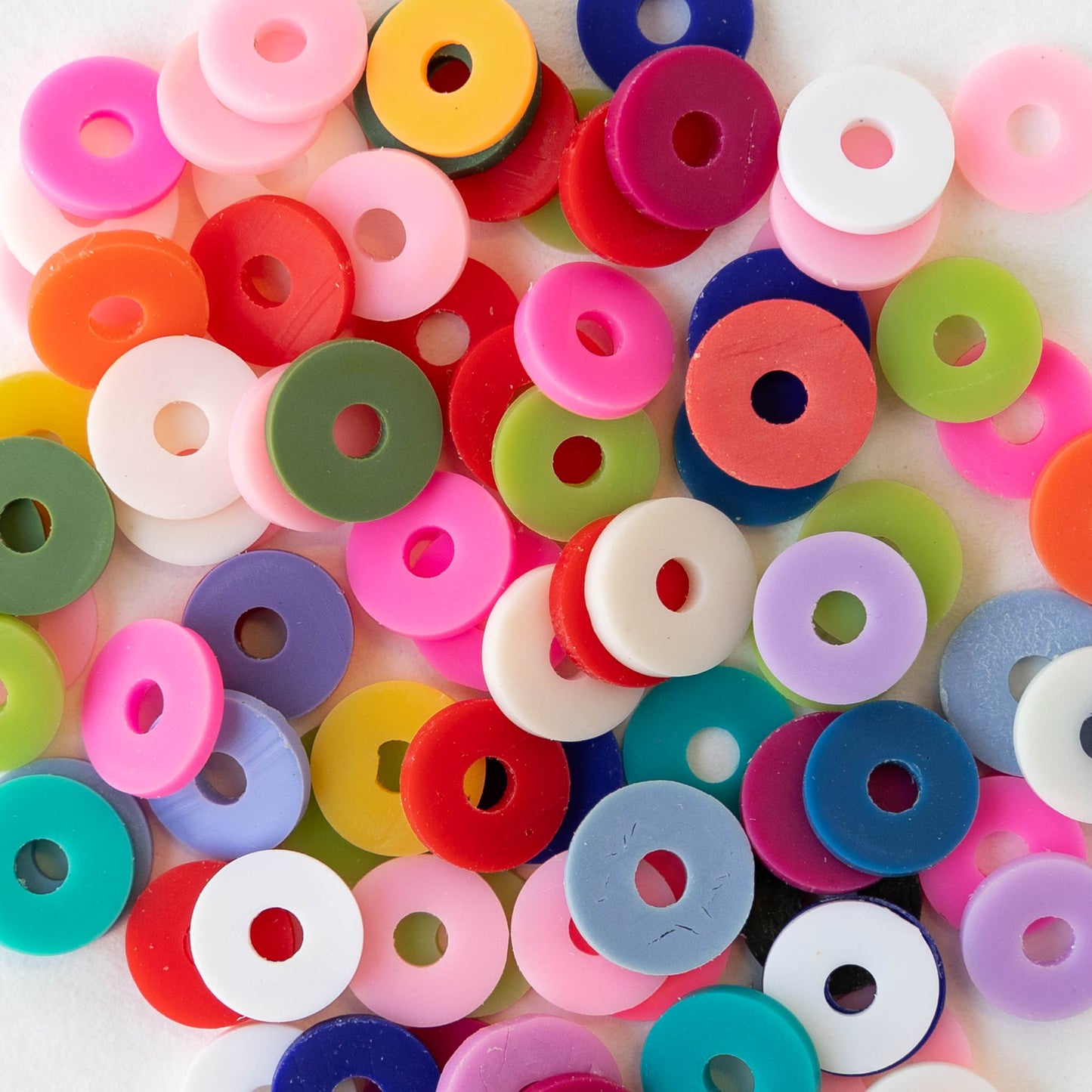 4mm, 6mm, or 8mm Polymer Clay Wheel Beads  - Rainbow Pink - 16 inches