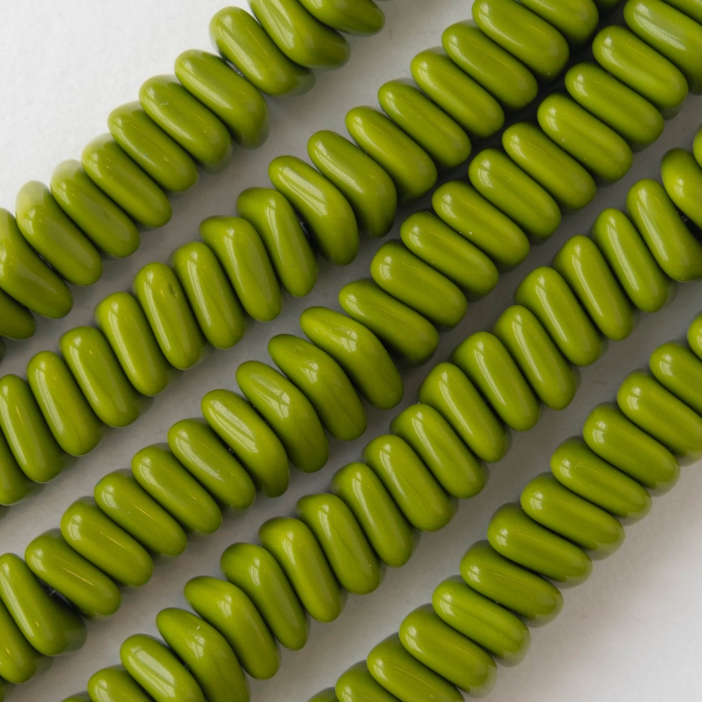 8mm Wavy Tile Bead - Opaque Lime Green - 50 Beads