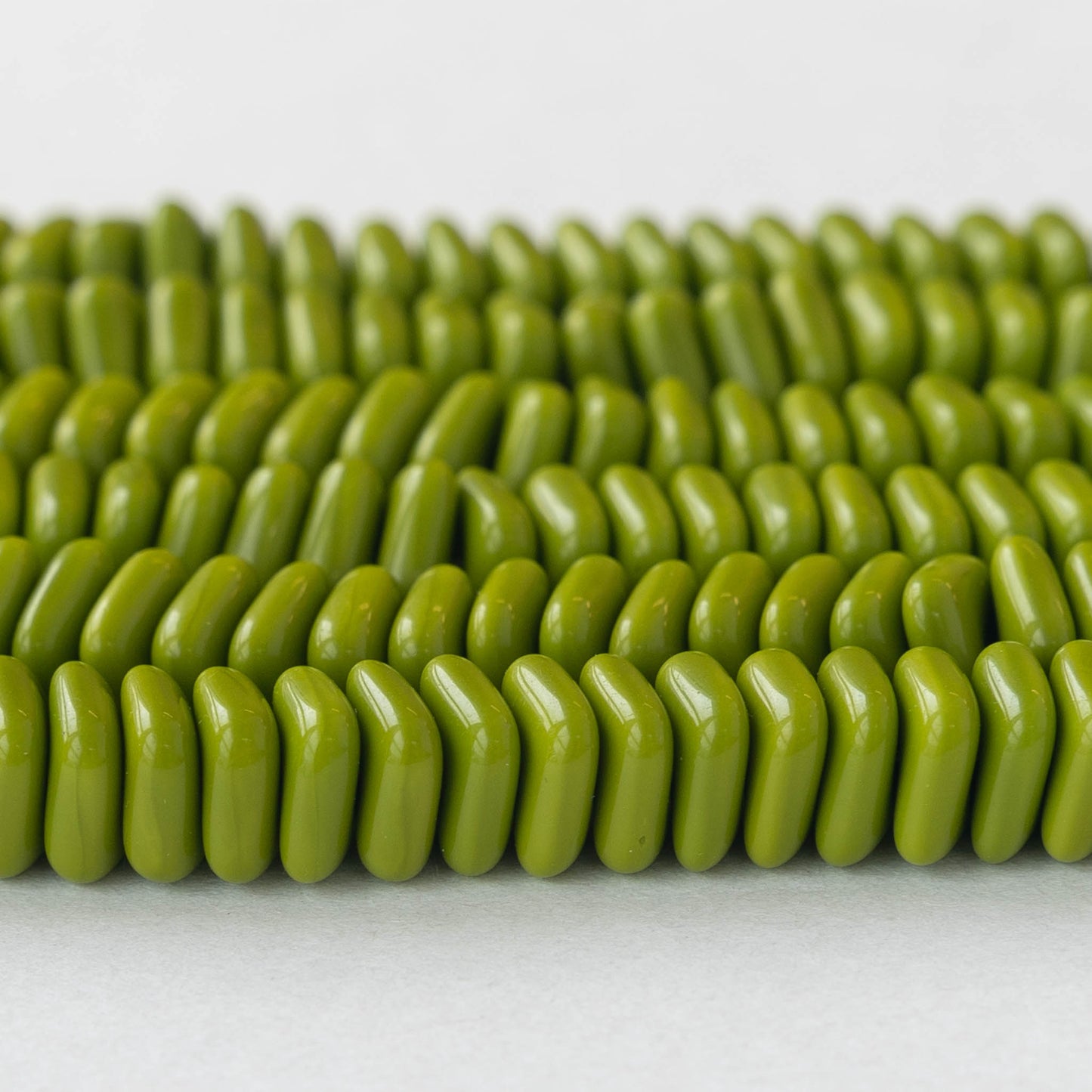 8mm Wavy Tile Bead - Opaque Lime Green - 50 Beads