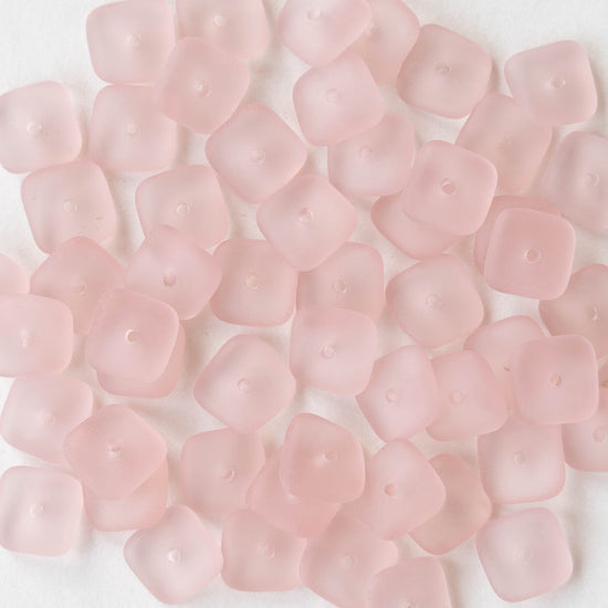 8mm Wavy Tile Bead - Pink Matte - 25 Beads