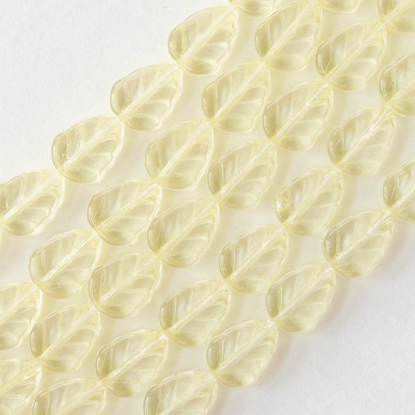 8x10mm Leaf Beads - Transparent Light Yellow - 20 Beads