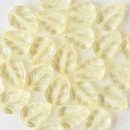 8x10mm Leaf Beads - Transparent Light Yellow - 20 Beads