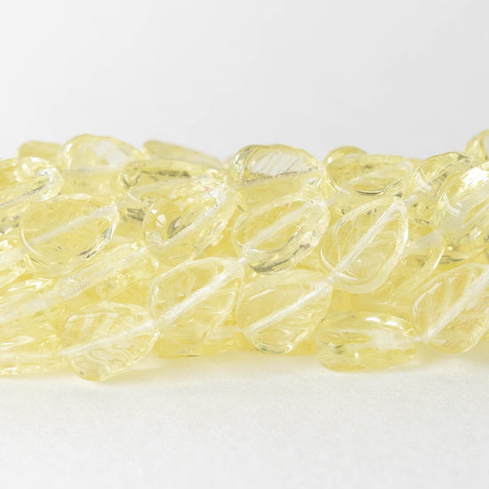 8x10mm Leaf Beads - Transparent Light Yellow - 20 Beads