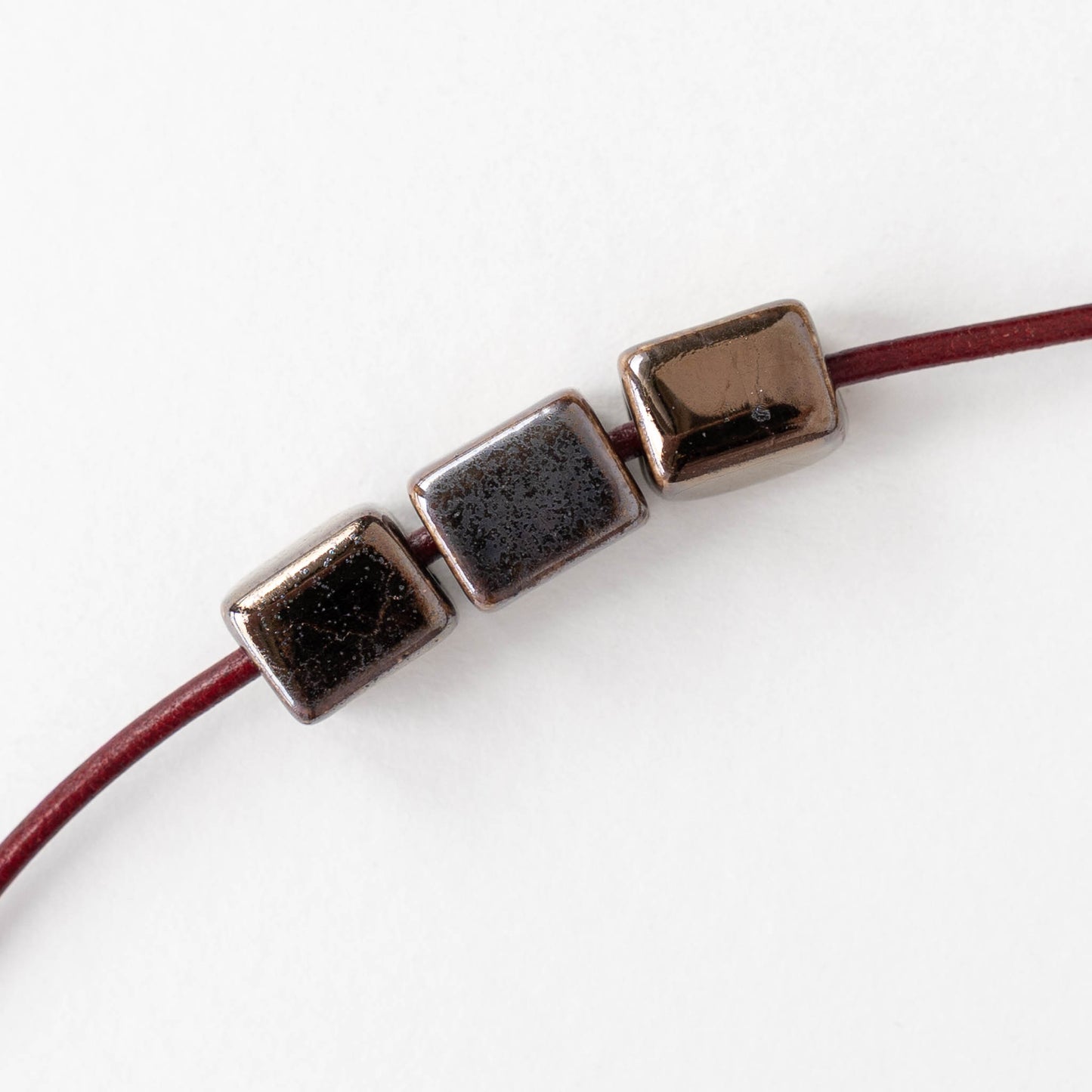 8x10mm Glazed Ceramic Rectangle Cube Beads - Bronze - 10 or 30 beads
