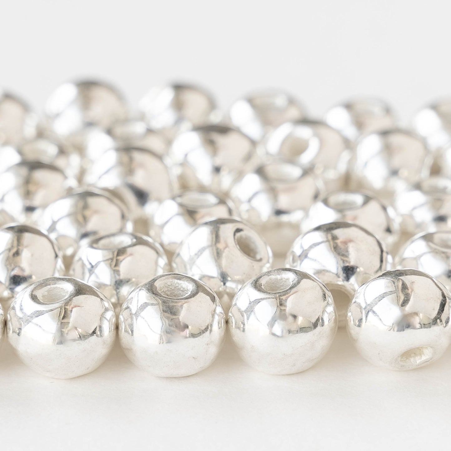 8x10mm Silver Coated Ceramic Round Beads - Silver - 10 or 30 Beads