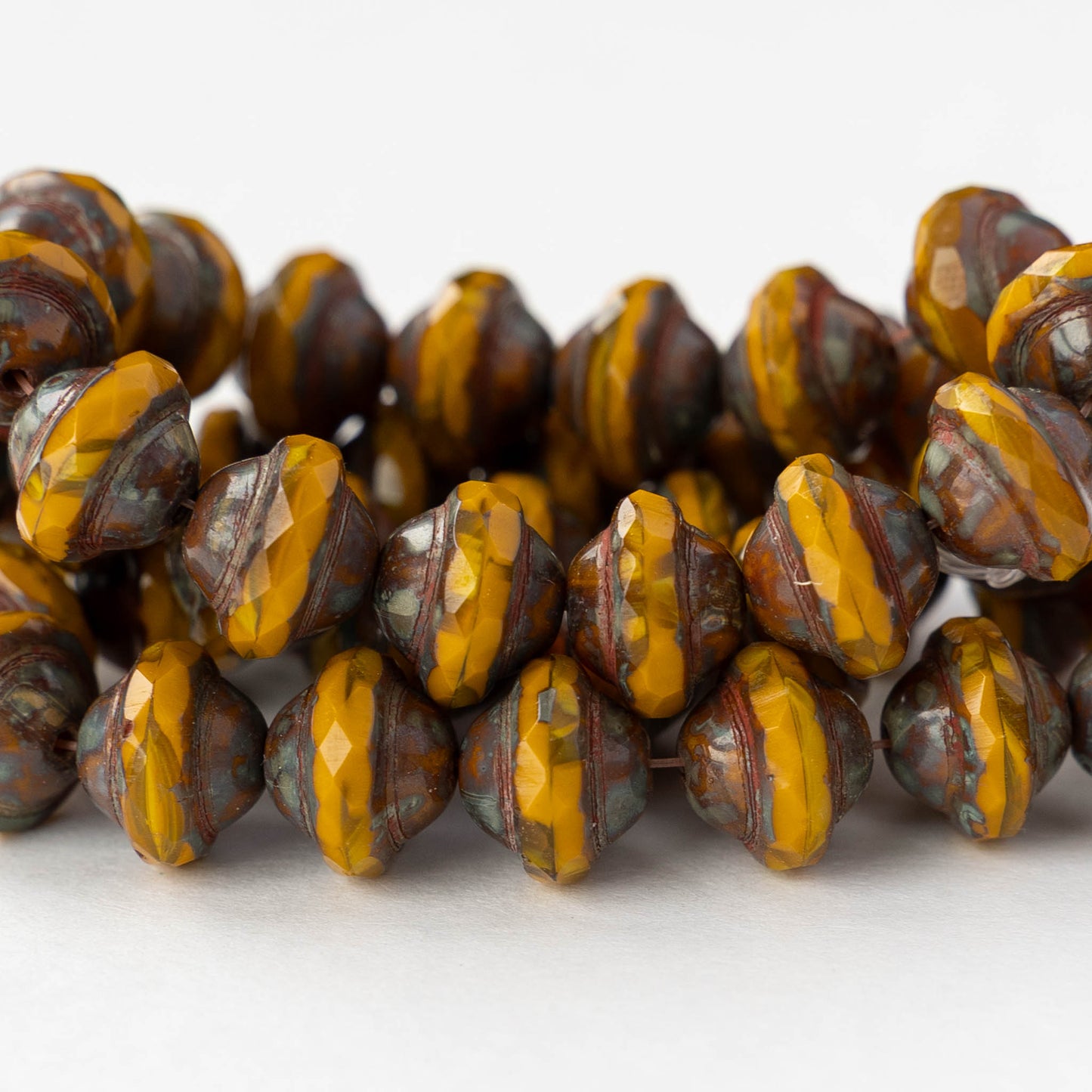 8x10mm Saturn Beads - Ochre Picasso - 6 or 12 Beads