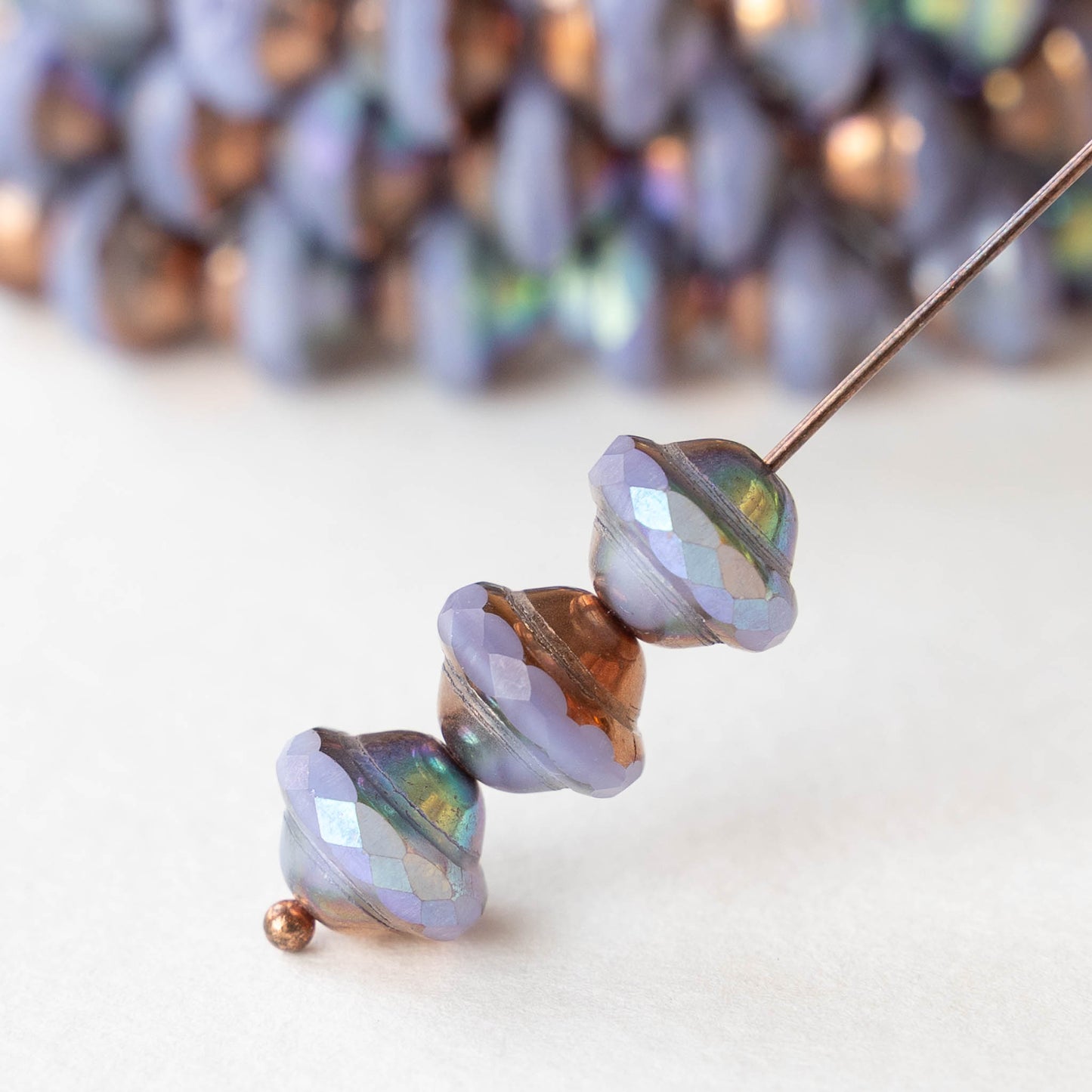 8x10mm Saturn Beads - Purple Copper AB - 6 or 12 Beads