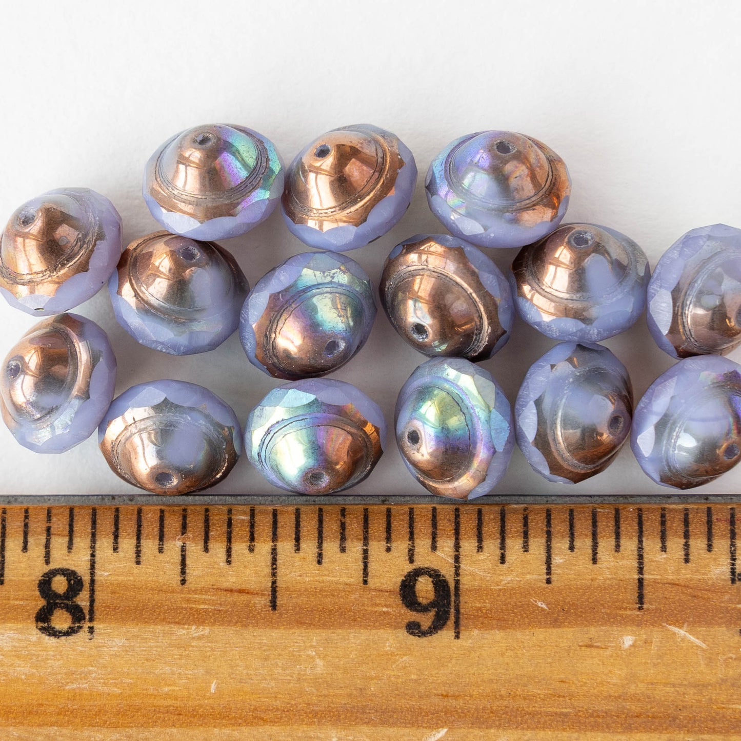 8x10mm Saturn Beads - Purple Copper AB - 6 or 12 Beads
