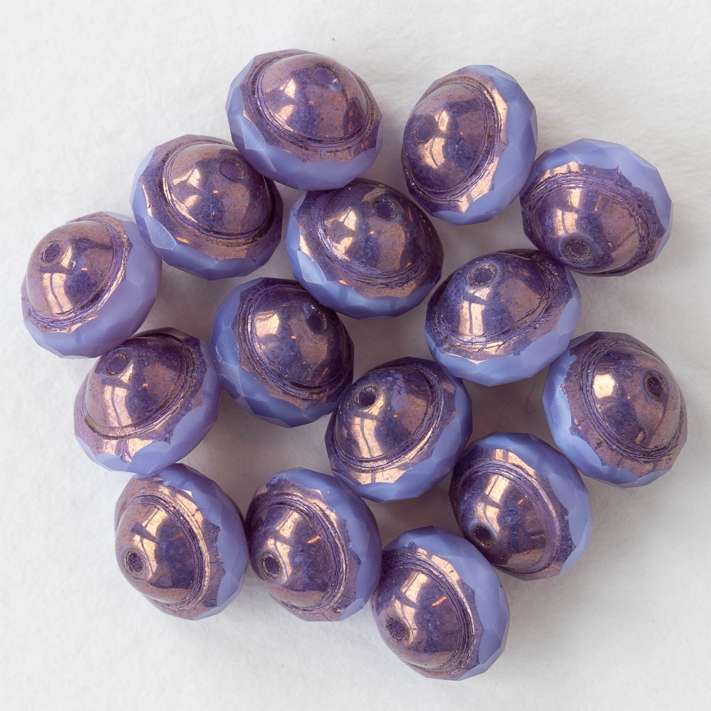 8x10mm Saturn Beads - Lavender Opaline Bronze - 15 Beads