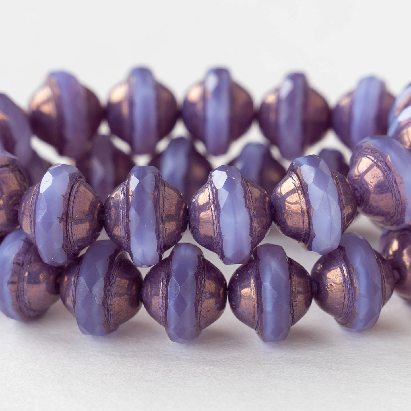 8x10mm Saturn Beads - Lavender Opaline Bronze - 15 Beads