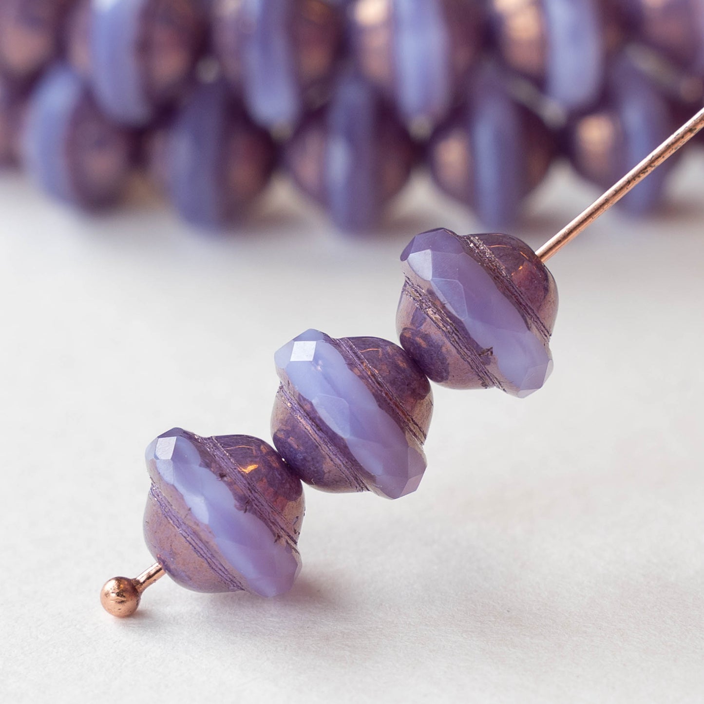 8x10mm Saturn Beads - Lavender Opaline Bronze - 15 Beads