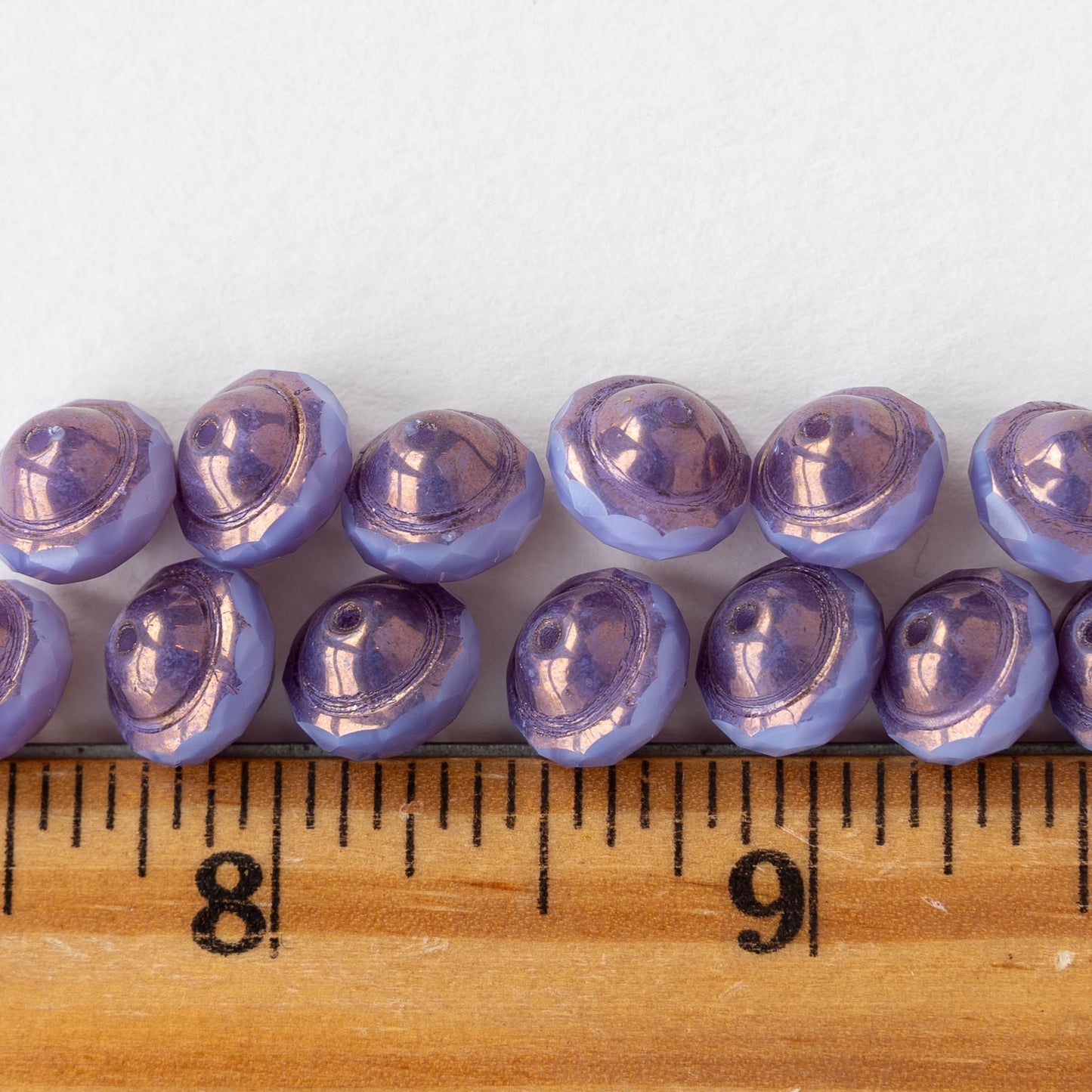 8x10mm Saturn Beads - Lavender Opaline Bronze - 15 Beads