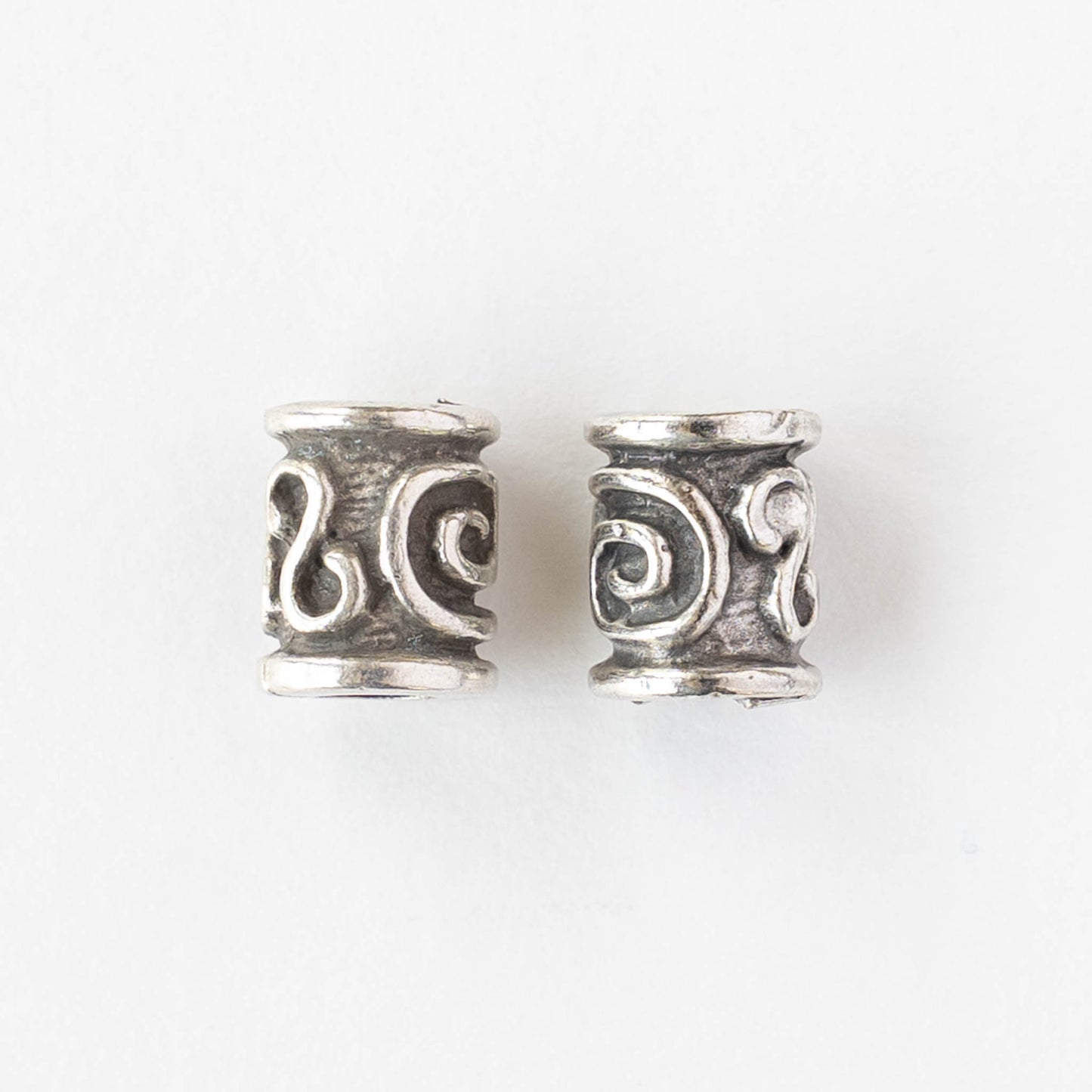 8x10mm Spiral Key Barrel Bead - Antique Silver - 2, 6, or 12 beads