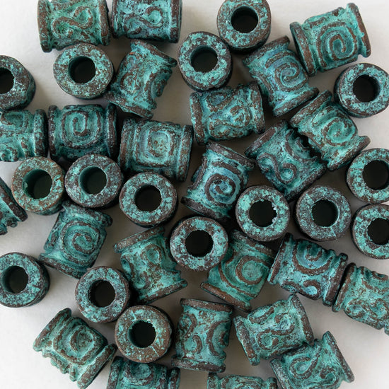8x10mm Spiral Key Tube Bead - Copper Patina - 2, 6, or 12 beads (Copy)