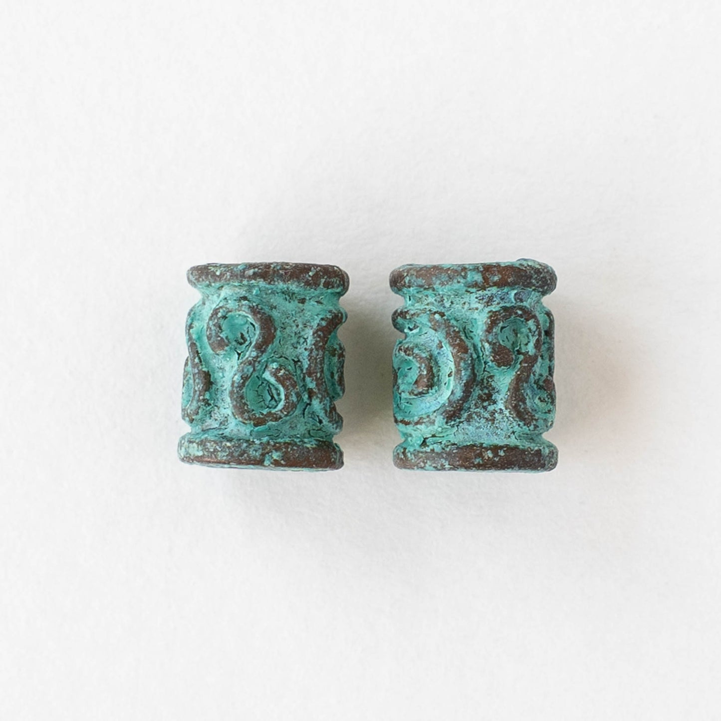 8x10mm Spiral Key Tube Bead - Copper Patina - 2, 6, or 12 beads (Copy)