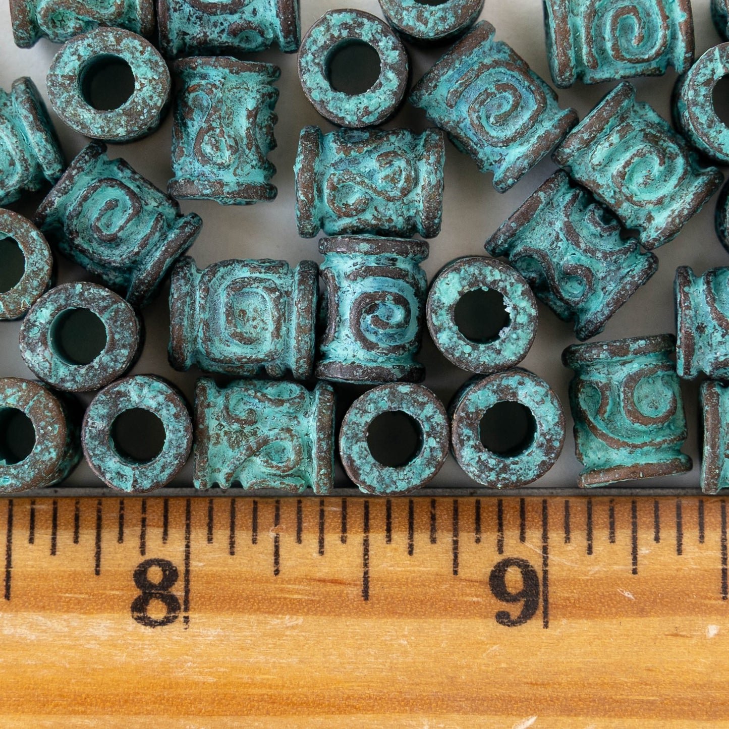 8x10mm Spiral Key Tube Bead - Copper Patina - 2, 6, or 12 beads (Copy)