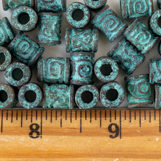 8x10mm Spiral Key Tube Bead - Copper Patina - 2, 6, or 12 beads (Copy)