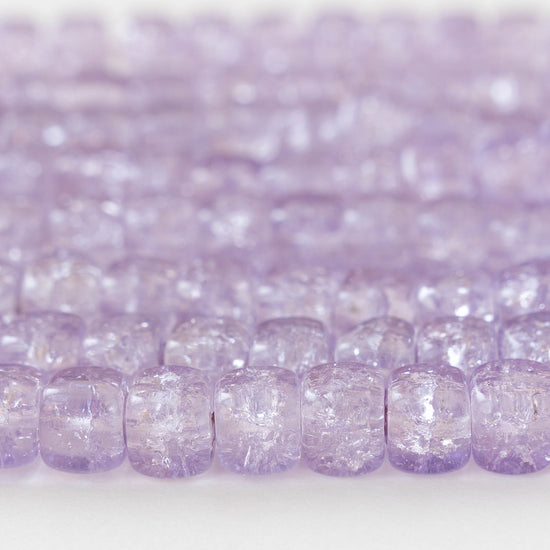 9x11mm Glass Cube Beads - Lilac Crackle - 30 Beads