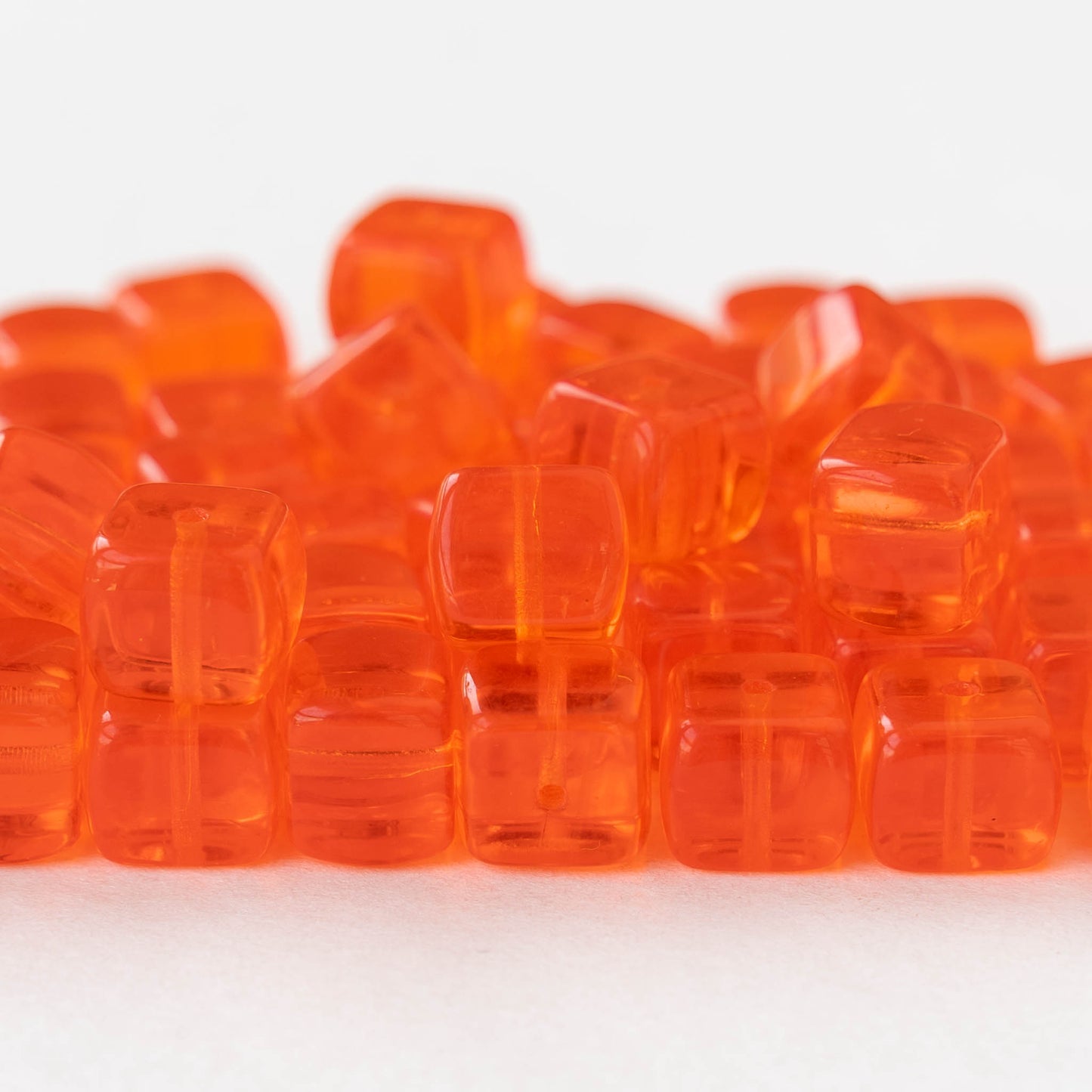 9x11mm Glass Cube Beads - Orange - 20 beads