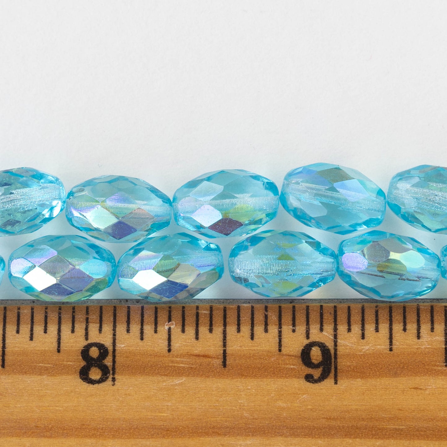 12x8mm Oval Beads - Aquamarine Blue AB- 12 beads