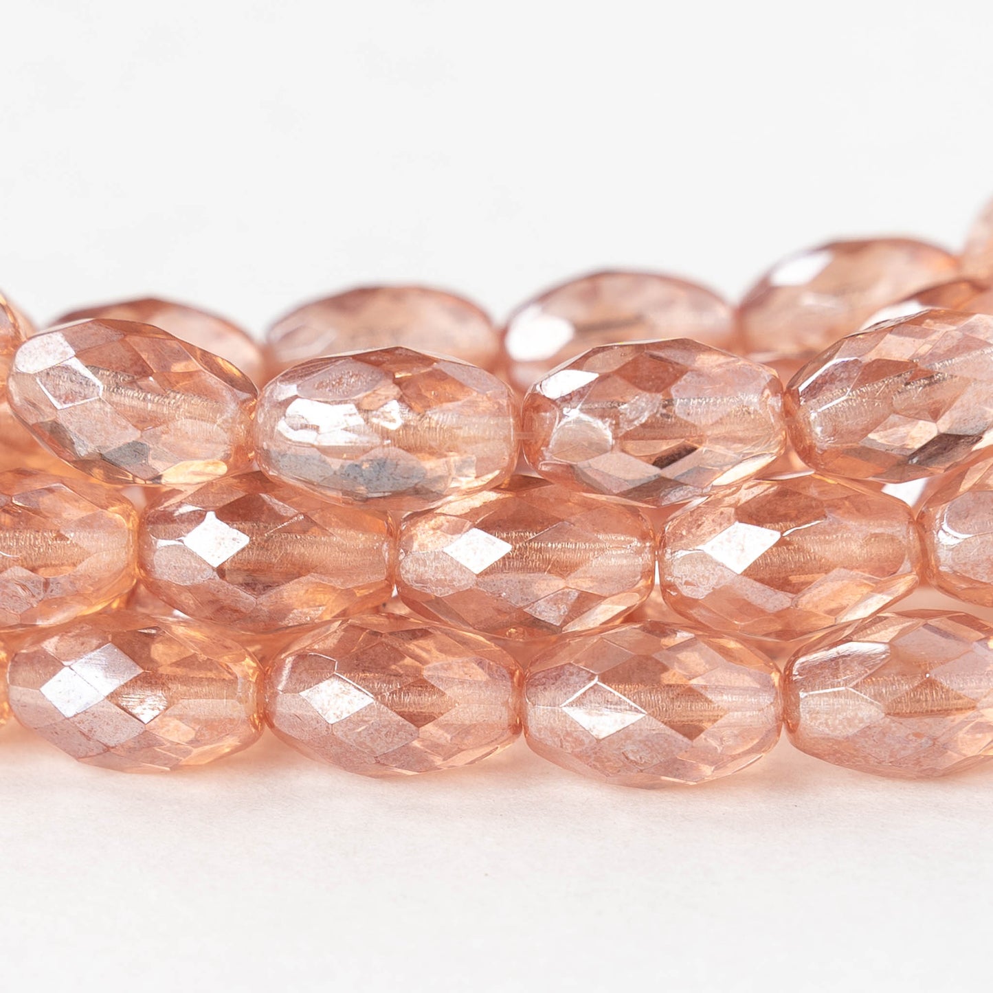 12mm Faceted Oval Beads - Rosaline Luster - 6 or 12 beads