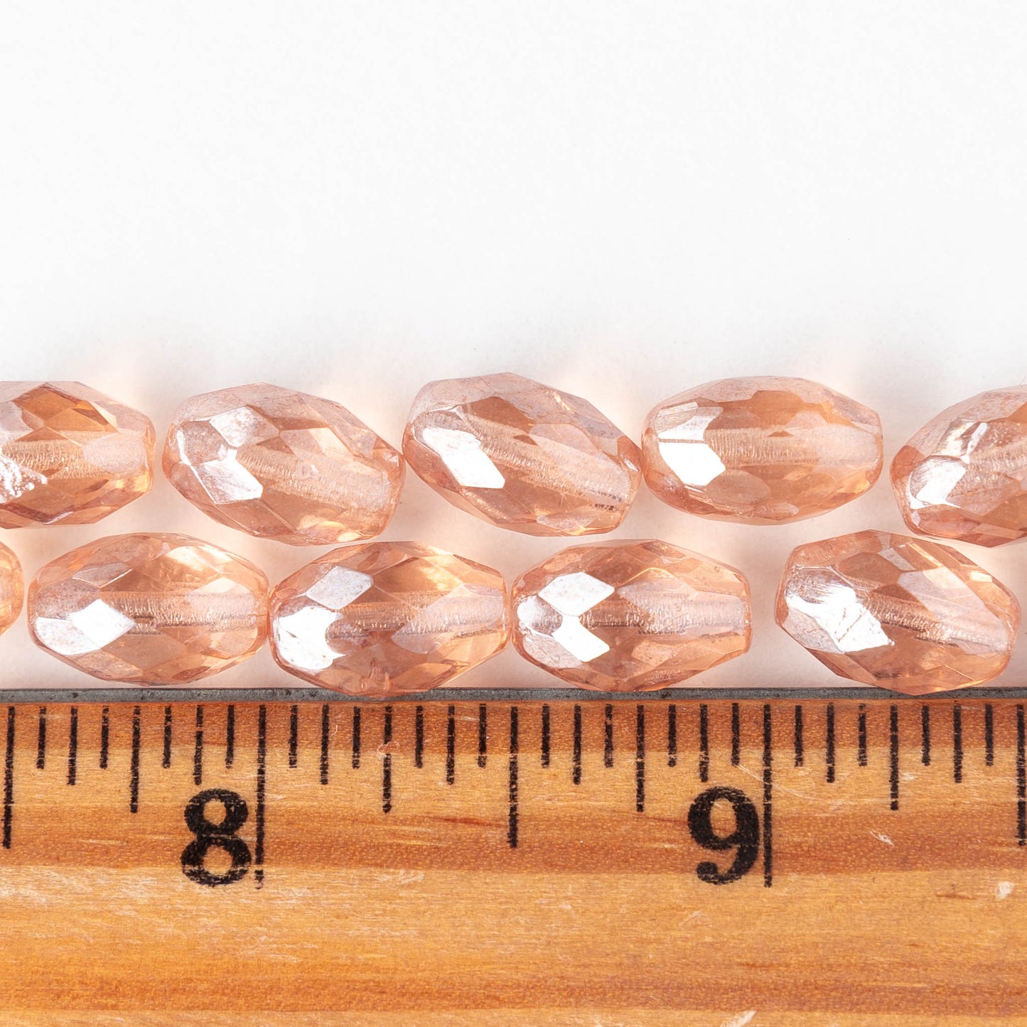 12mm Faceted Oval Beads - Rosaline Luster - 6 or 12 beads