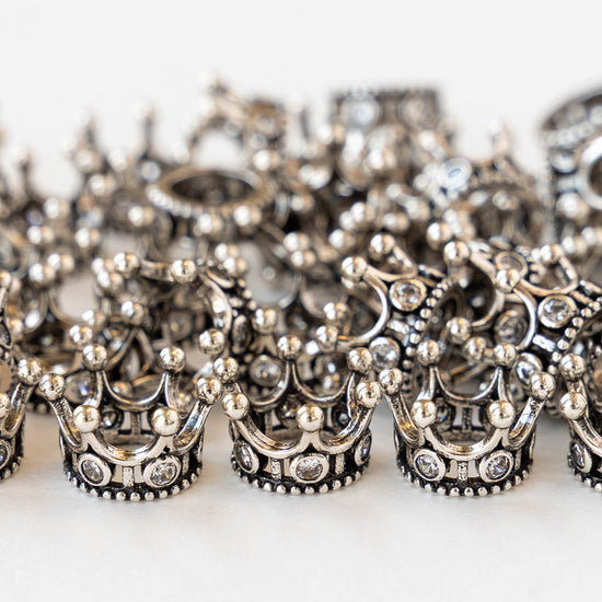 Load image into Gallery viewer, 8x13mm Crown Bead Caps - Silver - 2 Pieces
