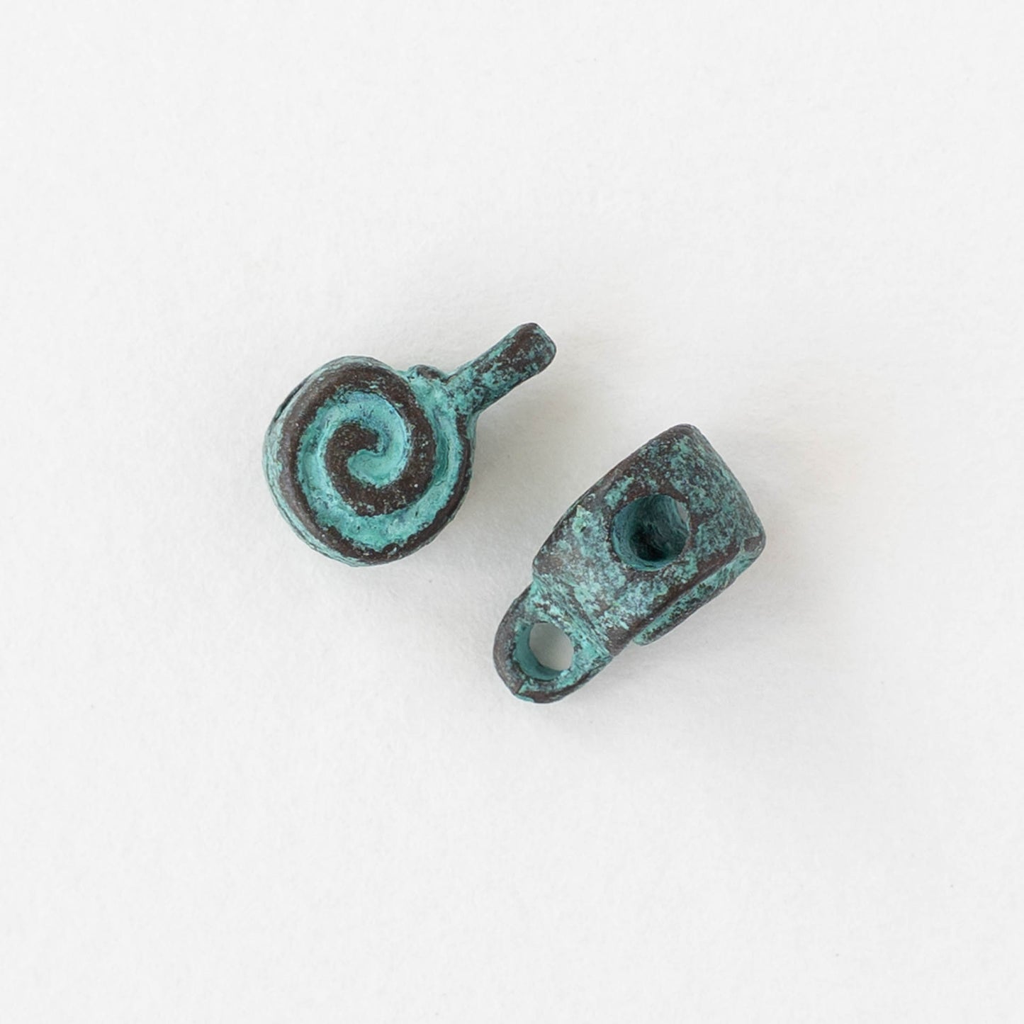 Spiral Charm - Copper Patina - 2 or 6