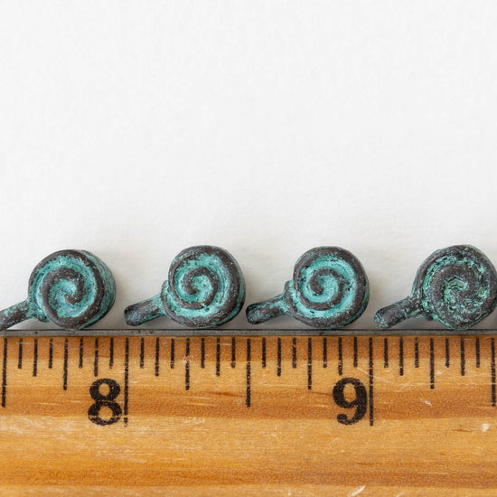 Spiral Charm - Copper Patina - 2 or 6