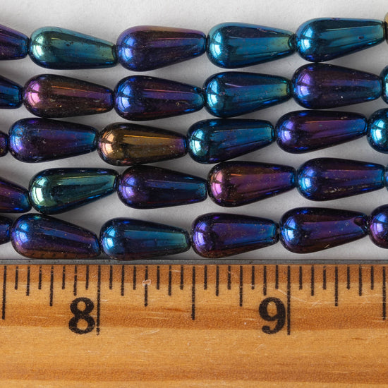 6x13mm Long Drill Drops - Blue Iris - 20 Beads