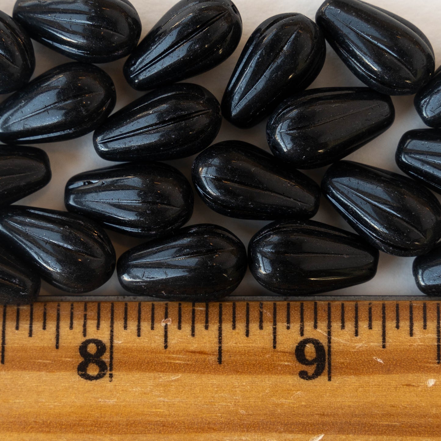 5x15mm Large Melon Drops - Black - 10 Beads